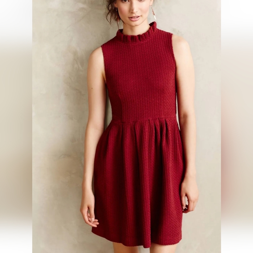 Anthropologie Ganni Pinnacle Burgundy Dress, Size Small
